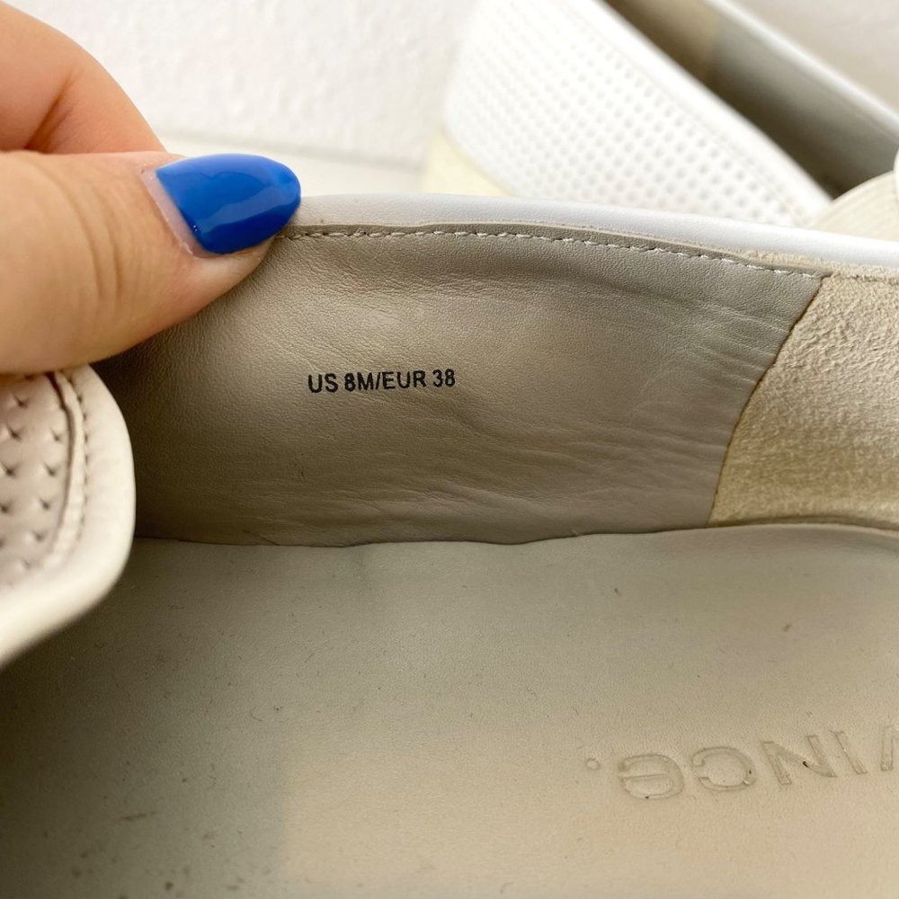 Vince Perforated Blair 5 Slip-On Sneakers Leather Shoes White 8 - Picture 8 of 8